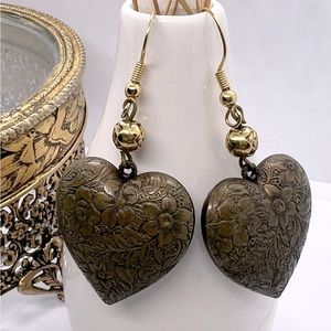 Vintage Embossed Heart Earrings